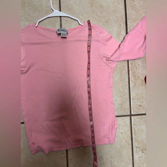Vintage Lilly Pulitzer Pink Scoop Neck 3/4 Sleeve Tee Shirt White Label Medium - Picture 7 of 7